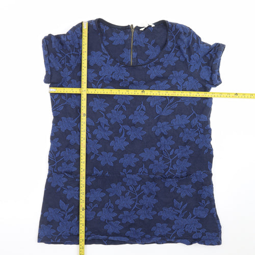 FatFace Women's Blue Floral Tunic Blouse Size 18 Short Sleeve