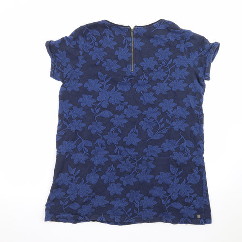 FatFace Women's Blue Floral Tunic Blouse Size 18 Short Sleeve