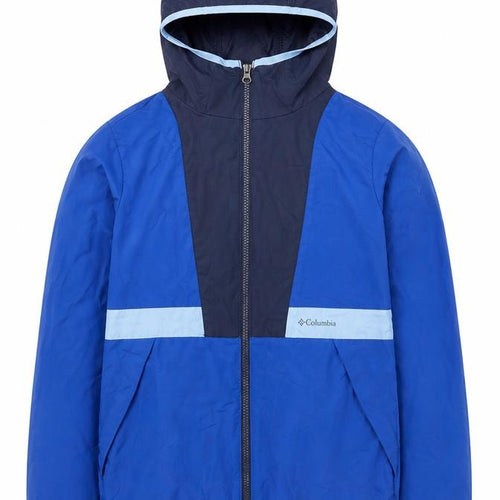 Columbia Boys Blue Windbreaker Hooded Lightweight Jacket L 14-15 Years
