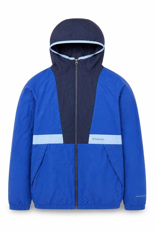 Columbia Boys Blue Windbreaker Hooded Lightweight Jacket L 14-15 Years