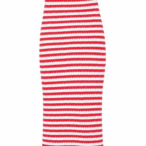 PrettyLittleThing Women’s Red White Striped Knit Bodycon Dress UK 6