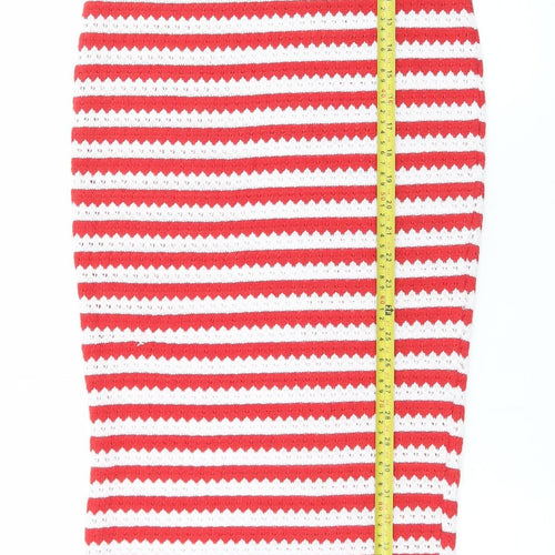 PrettyLittleThing Women’s Red White Striped Knit Bodycon Dress UK 6