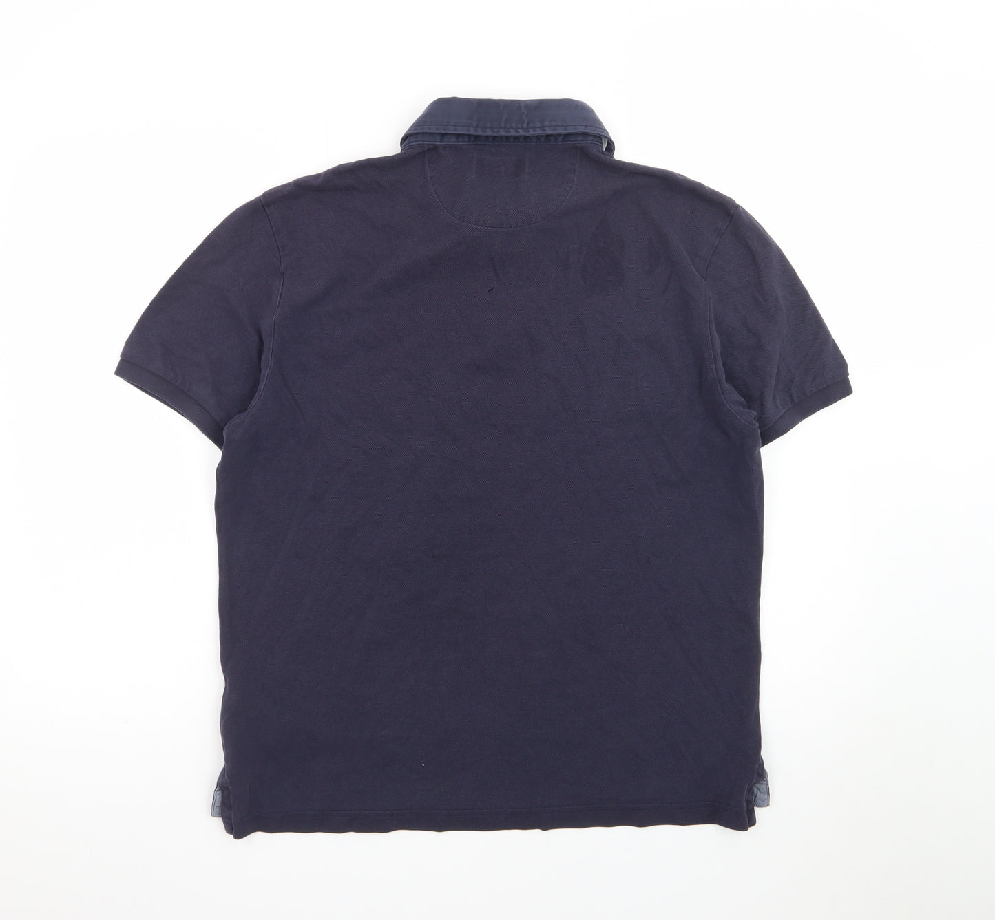 Marks and Spencer Blue Harbour Men's Blue Colourblock Polo Shirt L