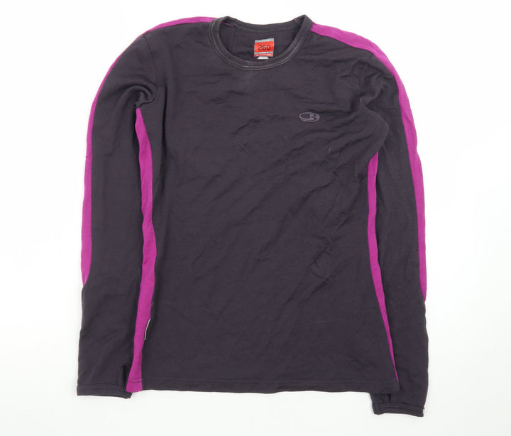 Icebreaker Women’s Black Merino Wool Long Sleeve Thermal Top Size S