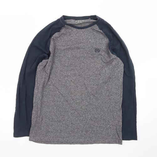 Easy Men’s Grey & Navy Long Sleeve Raglan T-Shirt Size S