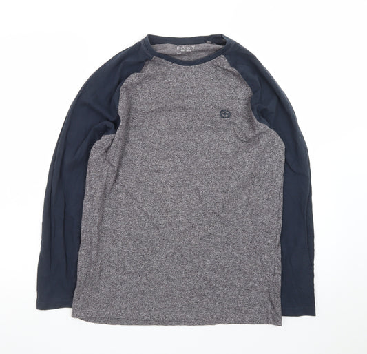 Easy Men’s Grey & Navy Long Sleeve Raglan T-Shirt Size S