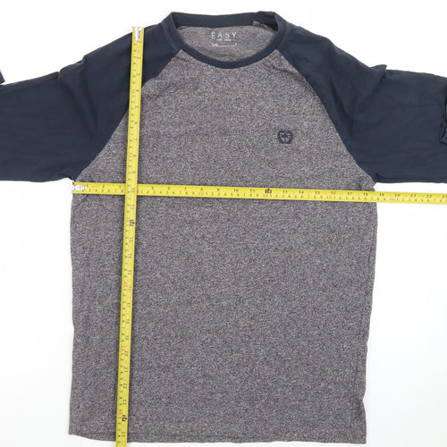 Easy Men’s Grey & Navy Long Sleeve Raglan T-Shirt Size S