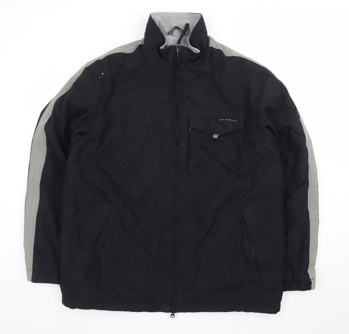Ben Sherman Men’s Black L Windbreaker Jacket with Pockets