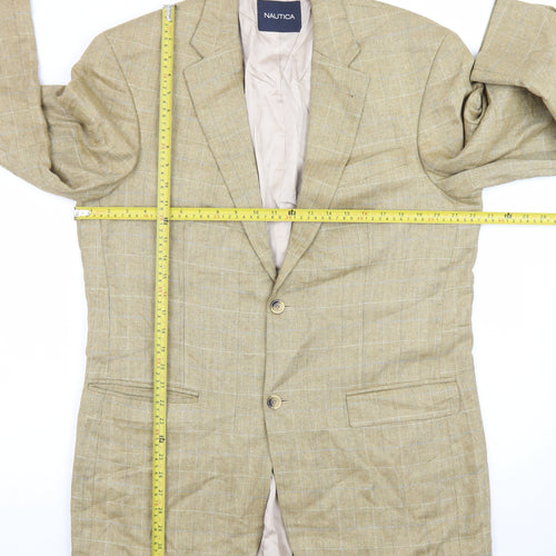 Nautica Women Beige Silk Single-Breasted Blazer 42L Classic Fit