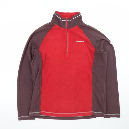 Craghoppers Men Red Fleece 1/4 Zip Pullover Sweatshirt M