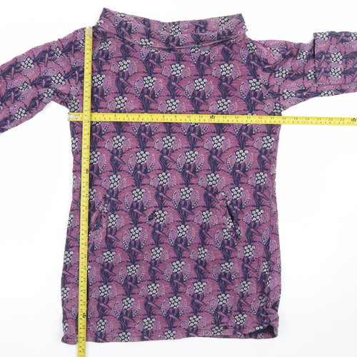 White Stuff Women's Purple Floral Cotton Tunic Top Size 8