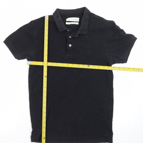 Zara Essentials Men's Black Short Sleeve Classic Fit Polo Shirt Size S