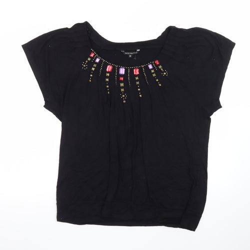 David Emanuel Women's Black Beaded Tunic Blouse Size 20