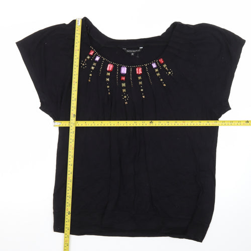 David Emanuel Women's Black Beaded Tunic Blouse Size 20