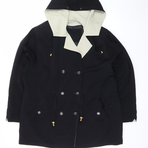 Silkana NUAGE Womens Black Hooded Parka Coat Size 16