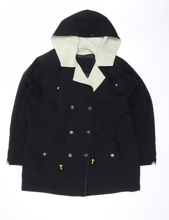 Silkana NUAGE Womens Black Hooded Parka Coat Size 16