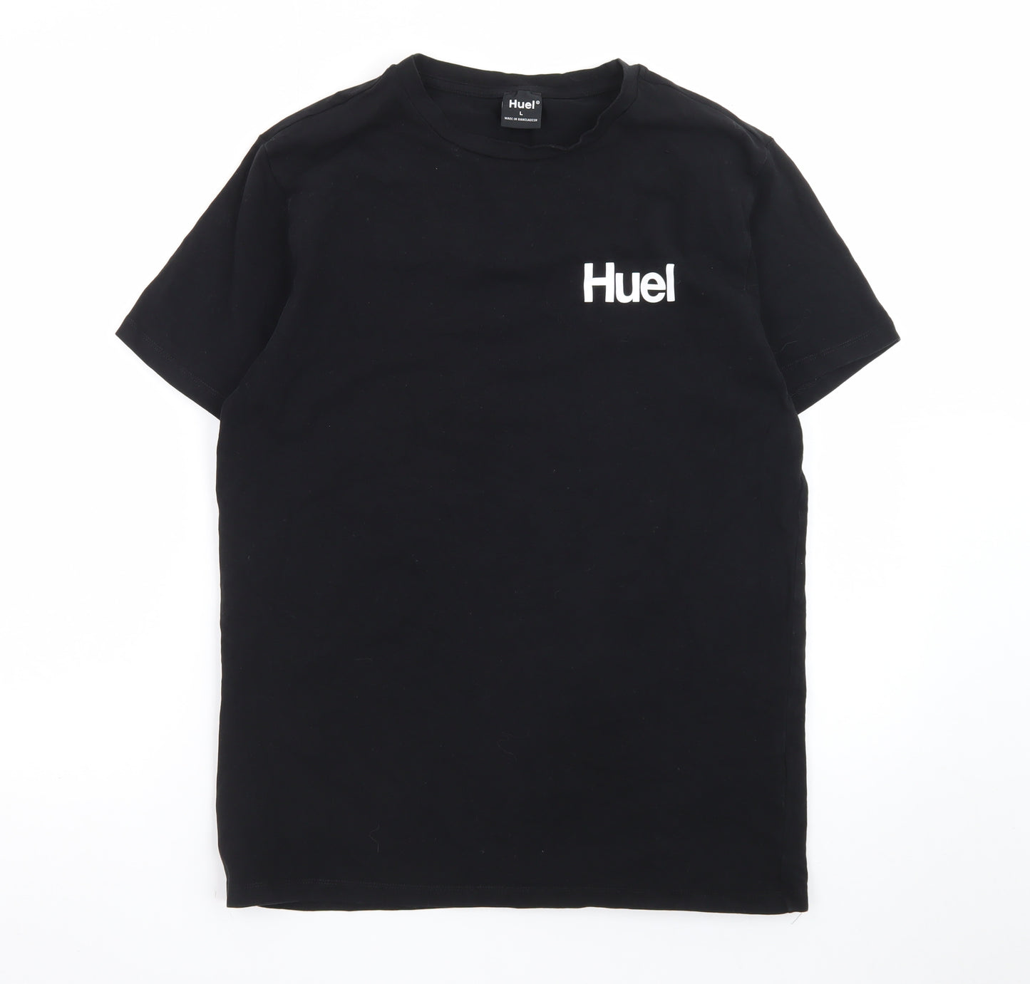 Huel Men's Black Crew Neck Cotton T-Shirt Size L