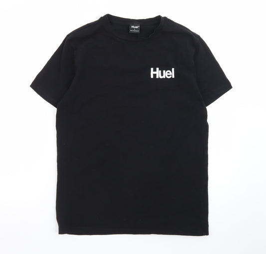 Huel Men's Black Crew Neck Cotton T-Shirt Size L