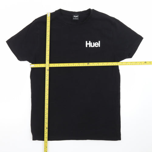 Huel Men's Black Crew Neck Cotton T-Shirt Size L