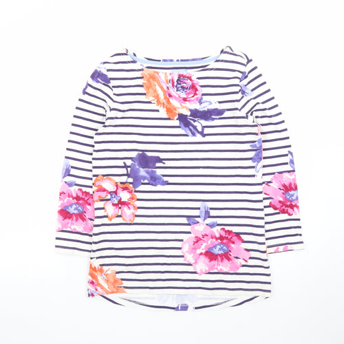 Joules Womens Multicoloured 3/4 Sleeve Striped Floral Cotton T-Shirt Size 8