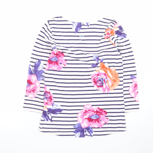 Joules Womens Multicoloured 3/4 Sleeve Striped Floral Cotton T-Shirt Size 8