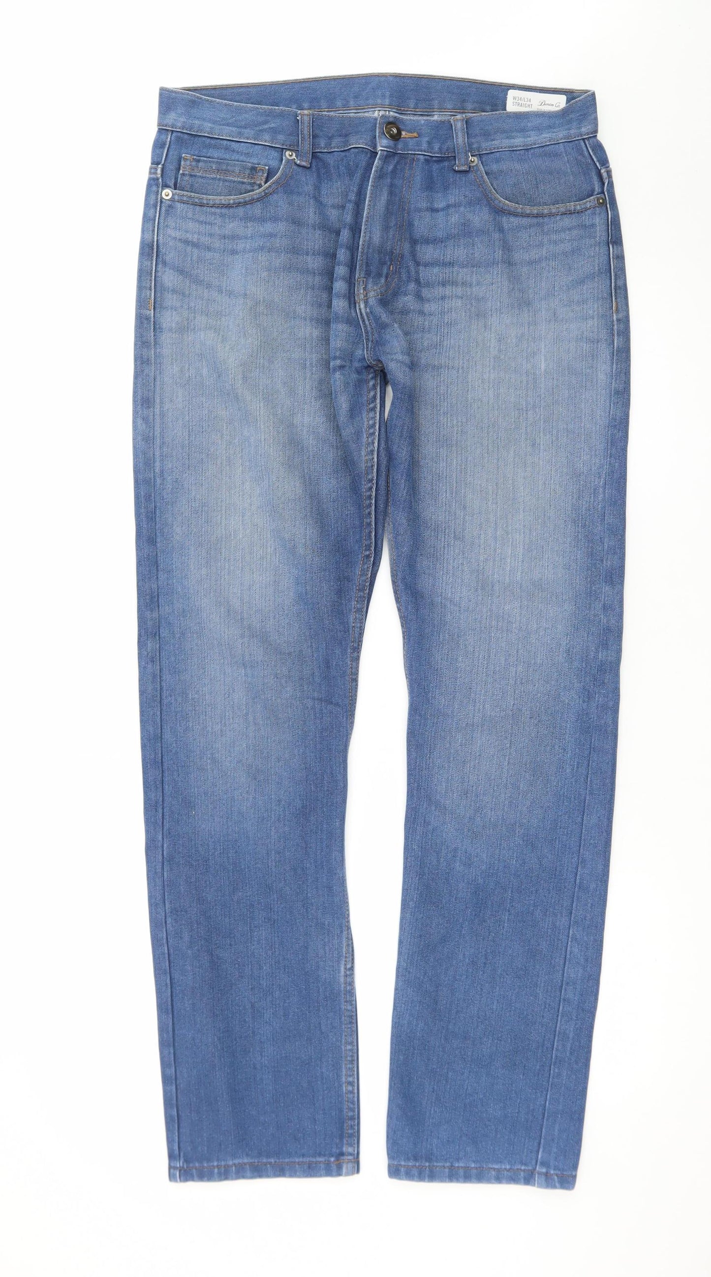 Denim Co. Men's Blue Straight Leg Jeans W34 L34