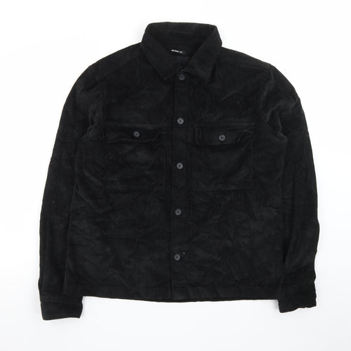 Threadbare Men's Black Corduroy Relaxed Fit Button-Up Shirt M