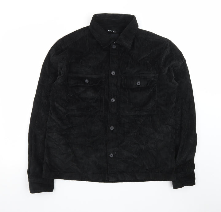 Threadbare Men's Black Corduroy Relaxed Fit Button-Up Shirt M