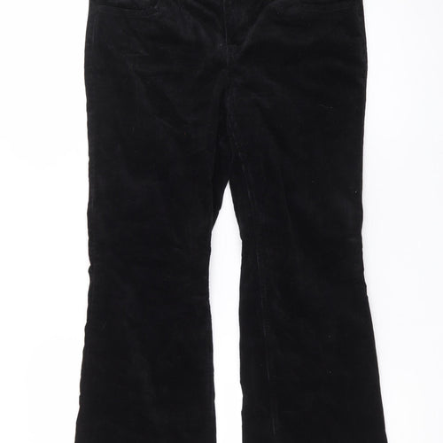 H&M Divided Women Black Corduroy Flared Trousers Size 8