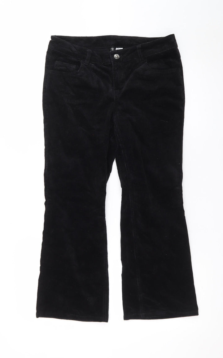H&M Divided Women Black Corduroy Flared Trousers Size 8
