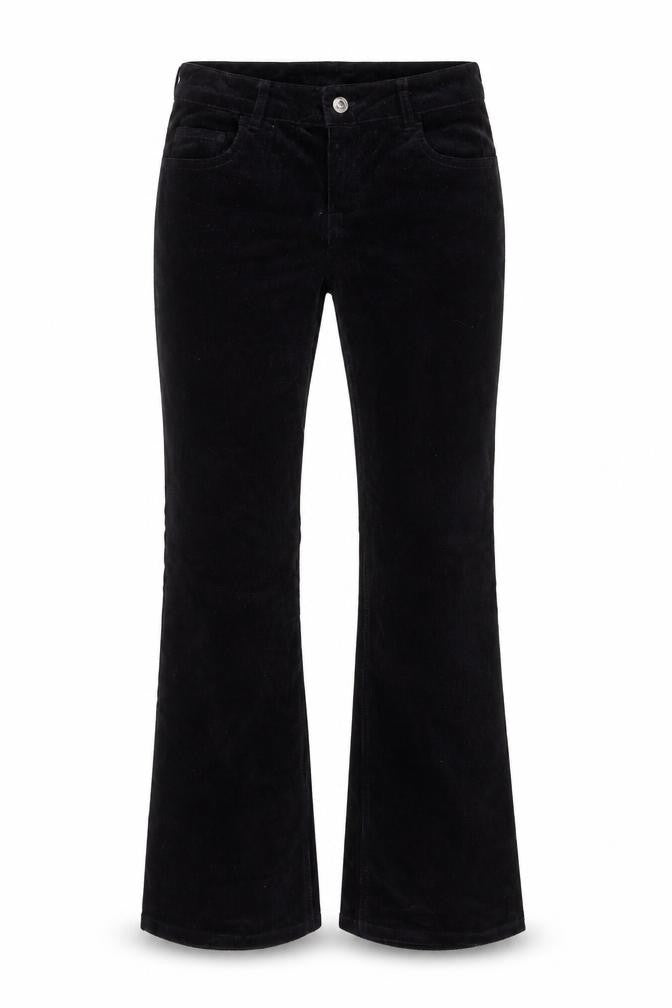 H&M Divided Women Black Corduroy Flared Trousers Size 8