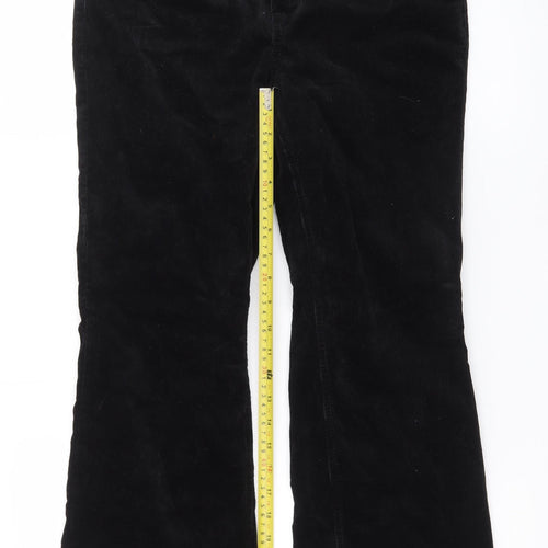 H&M Divided Women Black Corduroy Flared Trousers Size 8