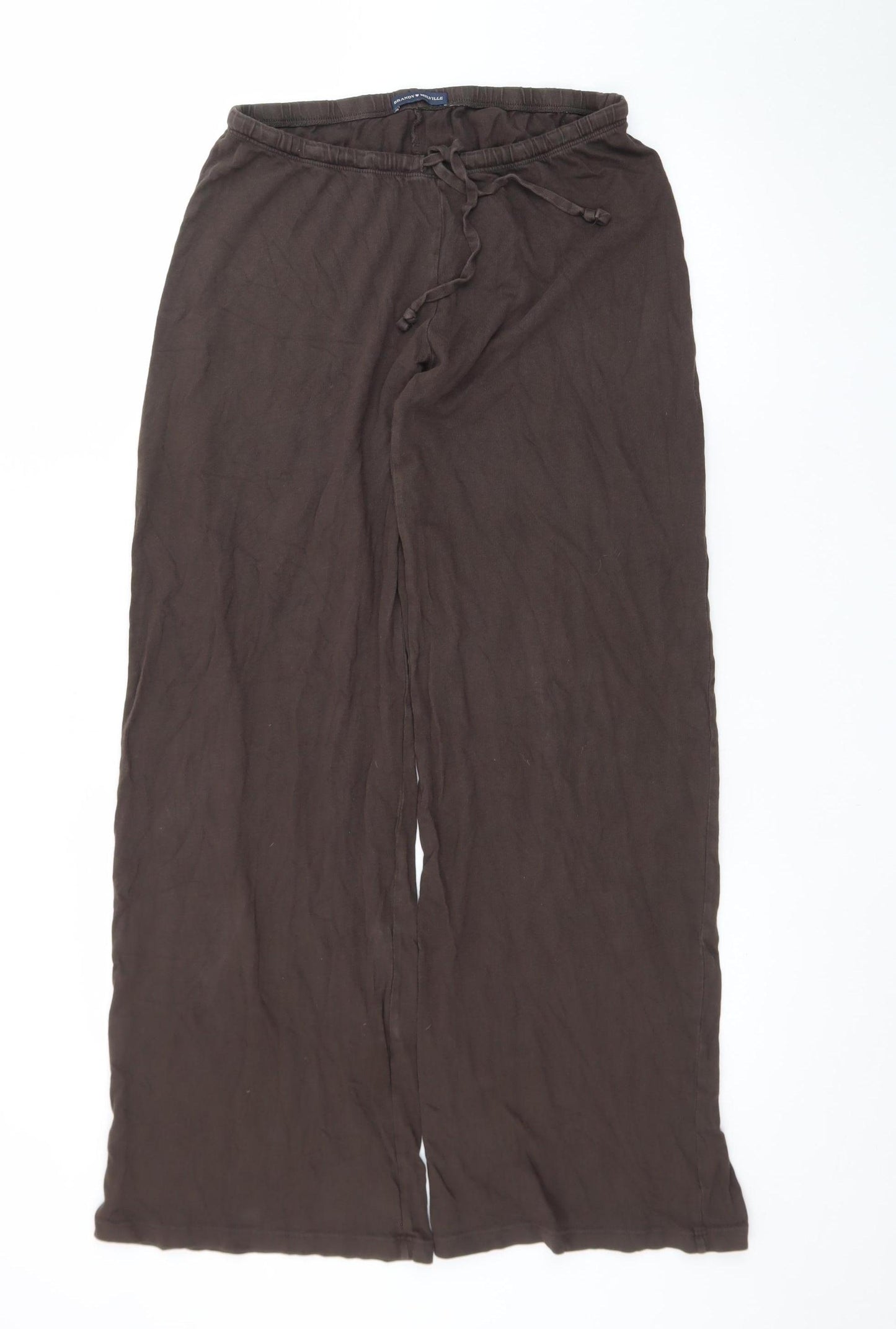 Brandy Melville Women Brown Cotton Relaxed Wide-Leg Trousers Size 22