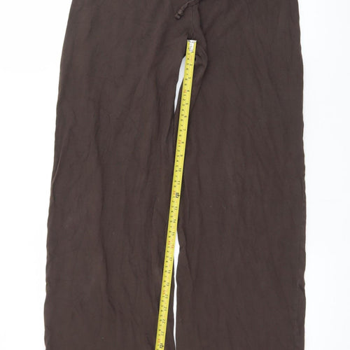 Brandy Melville Women Brown Cotton Relaxed Wide-Leg Trousers Size 22