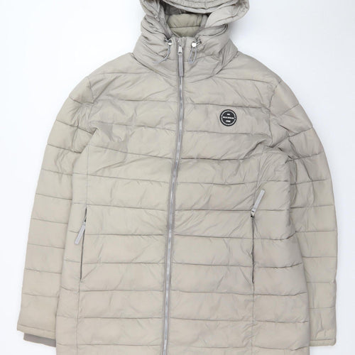 Felix Bühler Women Grey Hooded Puffer Jacket Size XL Nylon