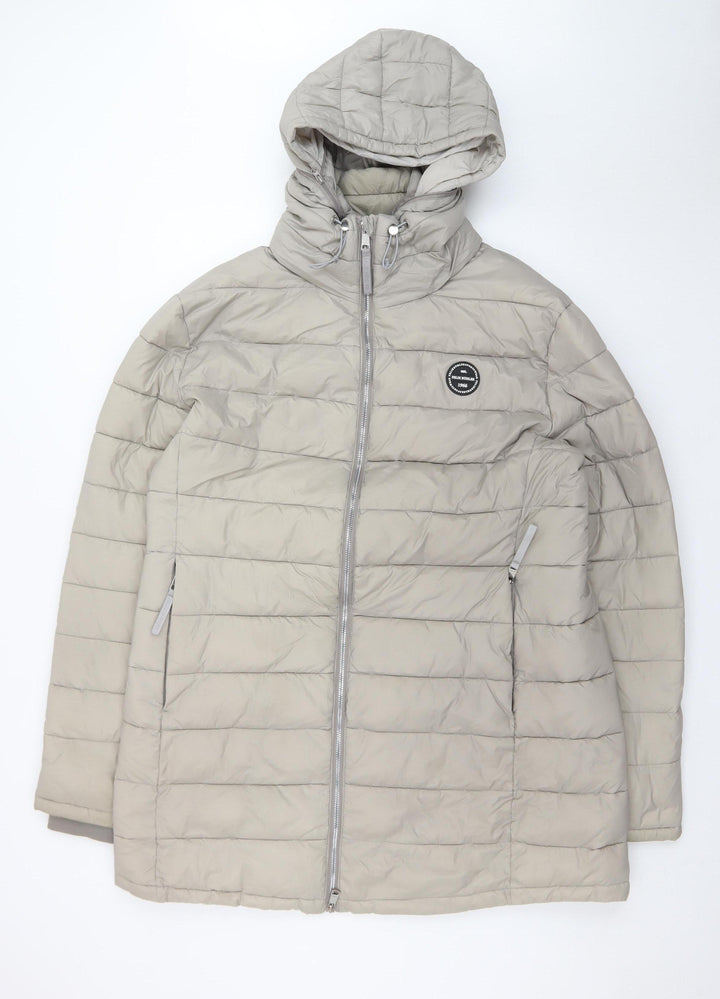 Felix Bühler Women Grey Hooded Puffer Jacket Size XL Nylon