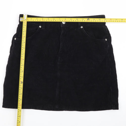 Topshop Women’s Black Corduroy Short Skirt UK 12 Tall
