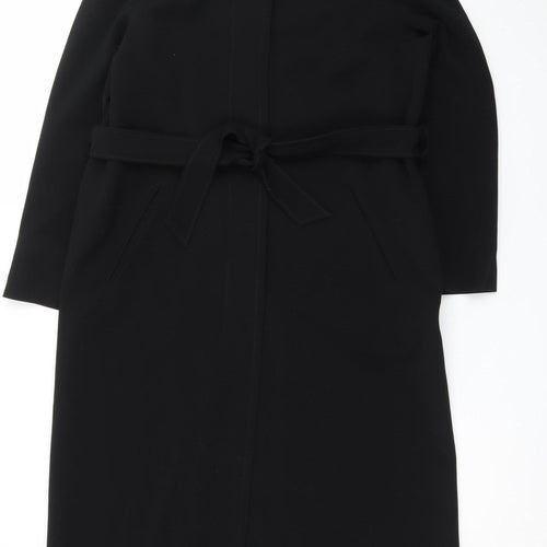 Marks and Spencer Women's Black Long Belted Overcoat Size 16 Tall