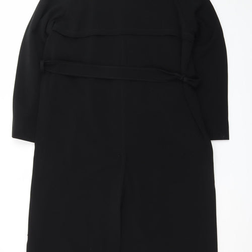 Marks and Spencer Women's Black Long Belted Overcoat Size 16 Tall