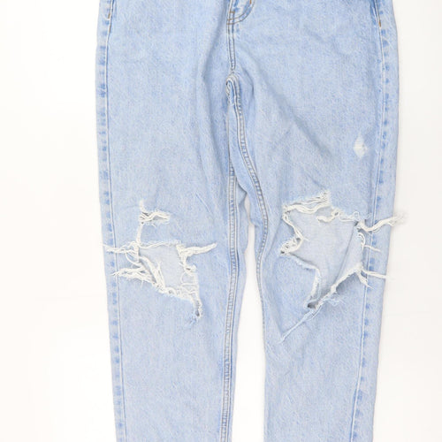 Primark Women’s Blue Distressed Mom Jeans Size 10 Light Wash