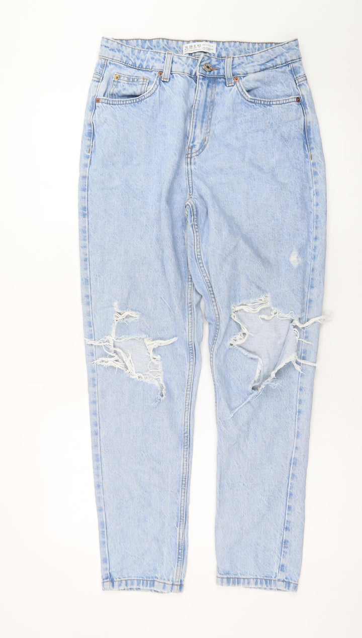 Primark Women’s Blue Distressed Mom Jeans Size 10 Light Wash