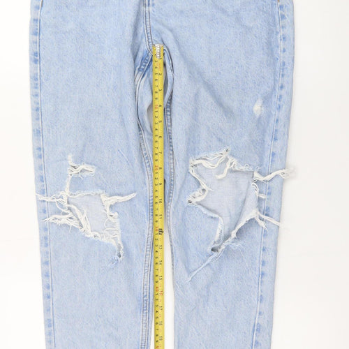 Primark Women’s Blue Distressed Mom Jeans Size 10 Light Wash