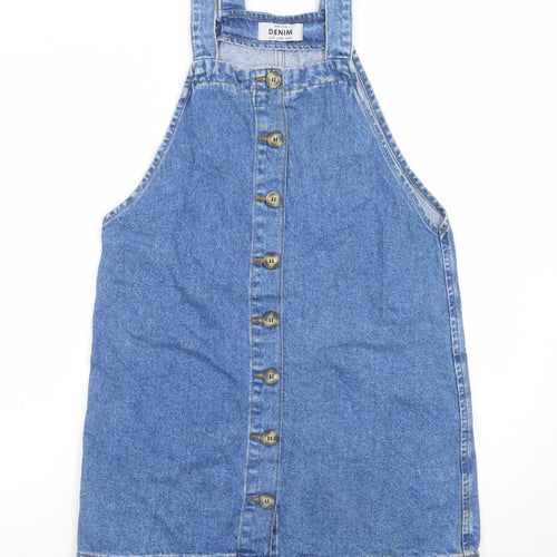 New Look Women's Blue Denim Pinafore Dress UK 10 Casual Sleeveless