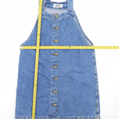 New Look Women's Blue Denim Pinafore Dress UK 10 Casual Sleeveless