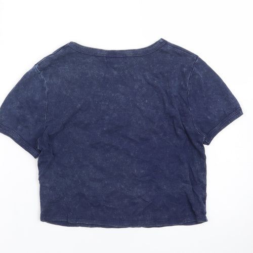 Streetwear Society Womens Blue Cropped Nautical Graphic T-Shirt Medium