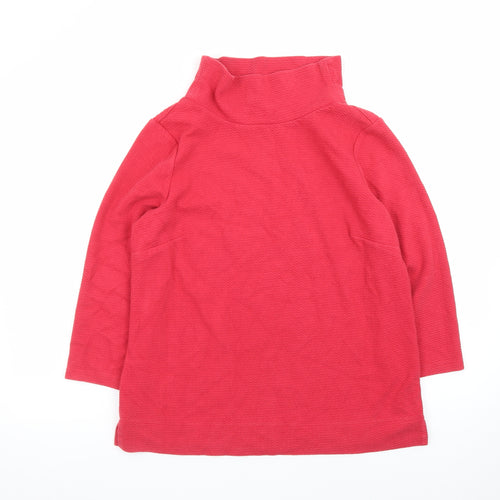 Hobbs Women Red Roll Neck 3/4 Sleeve Cotton Blend Jersey Top M