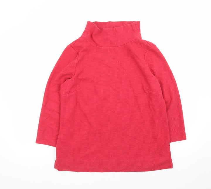 Hobbs Women Red Roll Neck 3/4 Sleeve Cotton Blend Jersey Top M