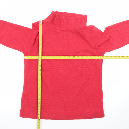 Hobbs Women Red Roll Neck 3/4 Sleeve Cotton Blend Jersey Top M