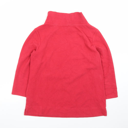 Hobbs Women Red Roll Neck 3/4 Sleeve Cotton Blend Jersey Top M