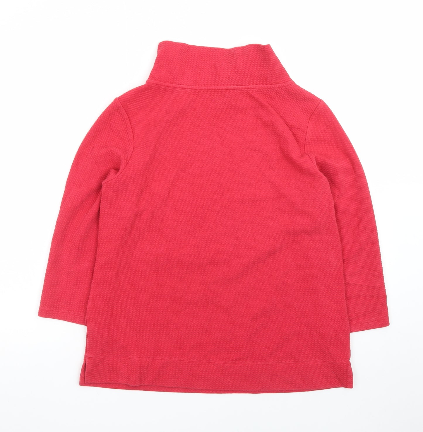 Hobbs Women Red Roll Neck 3/4 Sleeve Cotton Blend Jersey Top M